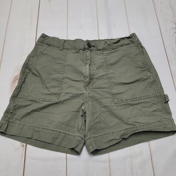 Lee green utility shorts elastic waist cargo carpenter midi - Picture 1 of 7